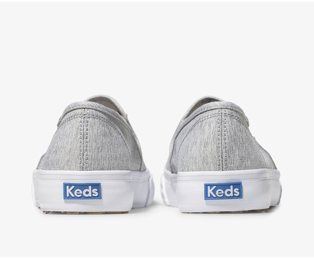 Keds Slip Ons Grey - Double Decker Heathered Woven - Womens HPBZEV-073